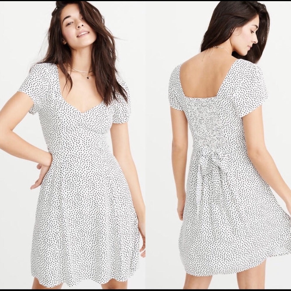 white with black speckles A&F dress